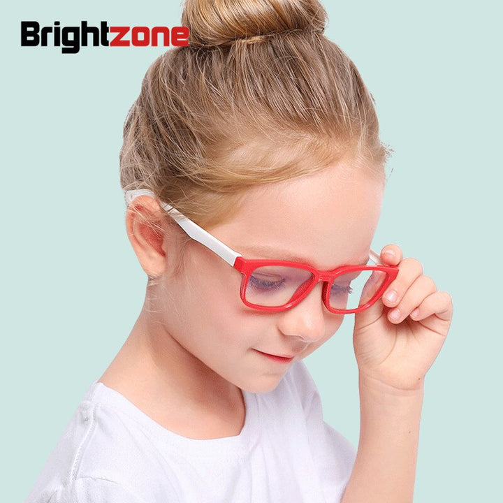 Unisex Children's Anti Blue Light Tr90 Round Eyeglasses Plastic Titanium Frame Anti Blue Brightzone   
