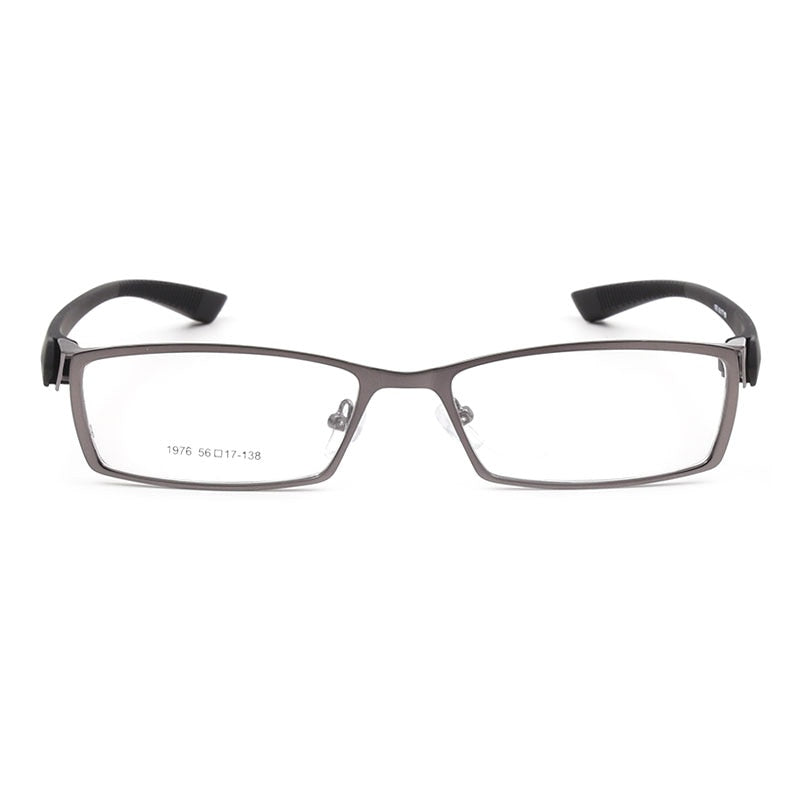 Men's Full Rim Alloy Frame Flexible Temple Eyeglasses N1976 Full Rim Bclear gray  
