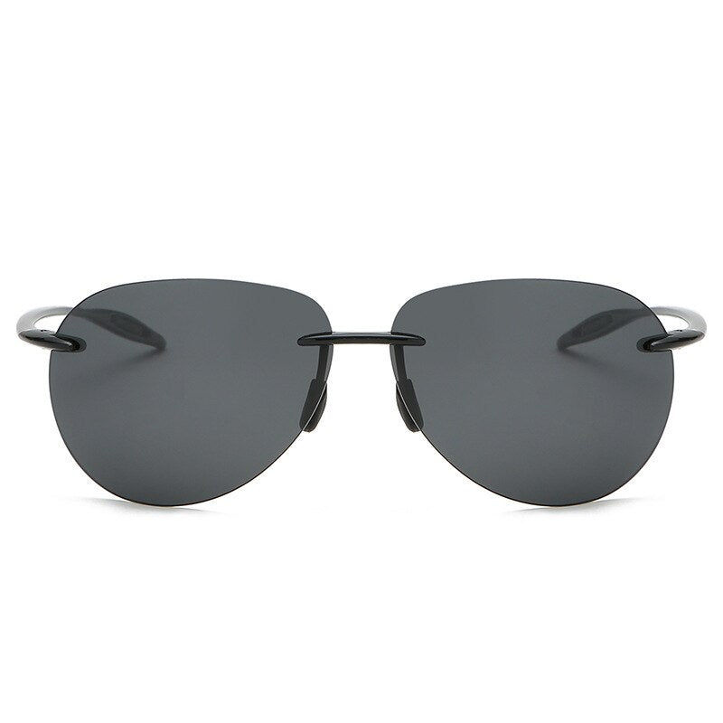 Men's Sunglasses Rimless Ultra-light TR90 Polarized Oversized Sunglasses Brightzone Gray  