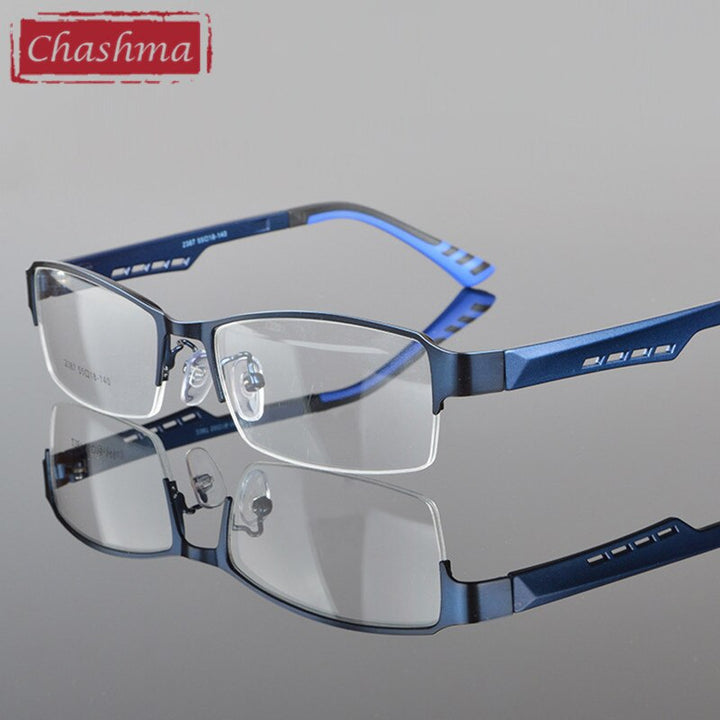 Chashma Ottica Men's Semi Rim Square Tr 90 Stainless Steel Eyeglasses 2387 Semi Rim Chashma Ottica   