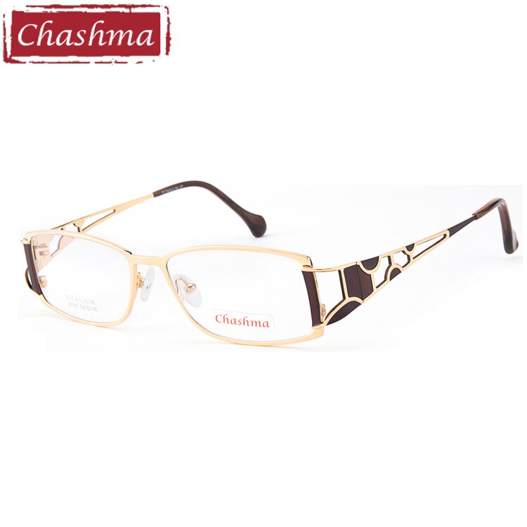 Chashma Ottica Women's Full Rim Oval Square Titanium Eyeglasses 9137 Full Rim Chashma Ottica Coffee with Gold  