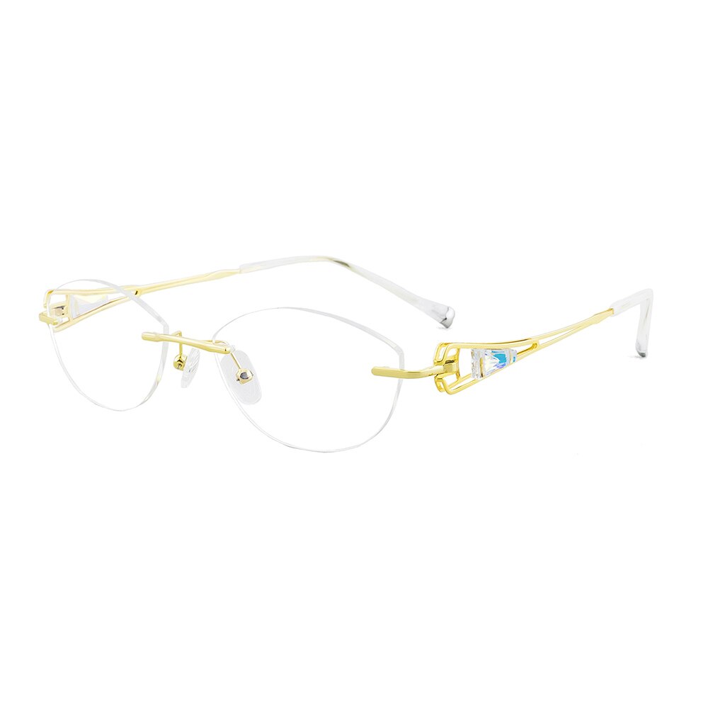 Aissuarvey Women's Rimless Acetate Rhinestone Titanium Frame Eyeglasses As10061 Rimless Aissuarvey Eyeglasses   