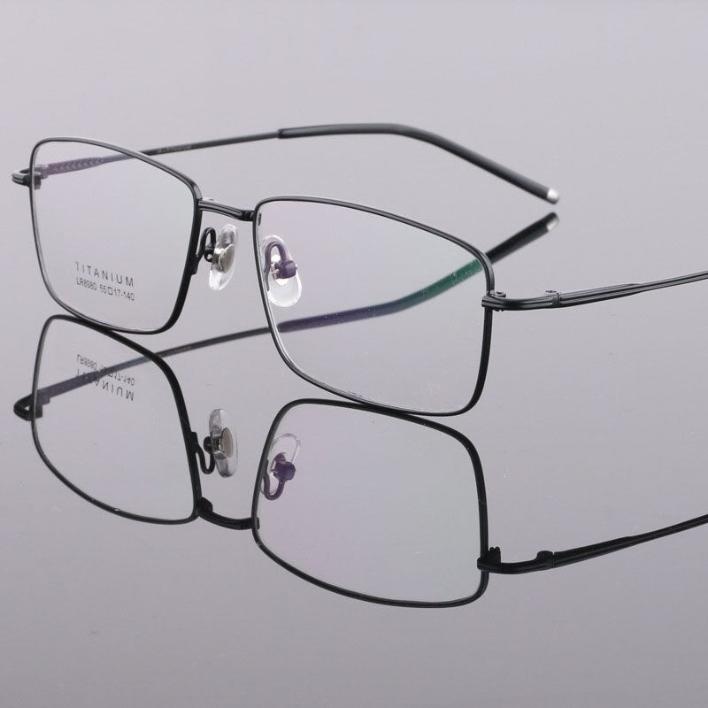 Men's Square Full Rim Frame Titanium Eyeglasses 6900 Full Rim Bclear black  