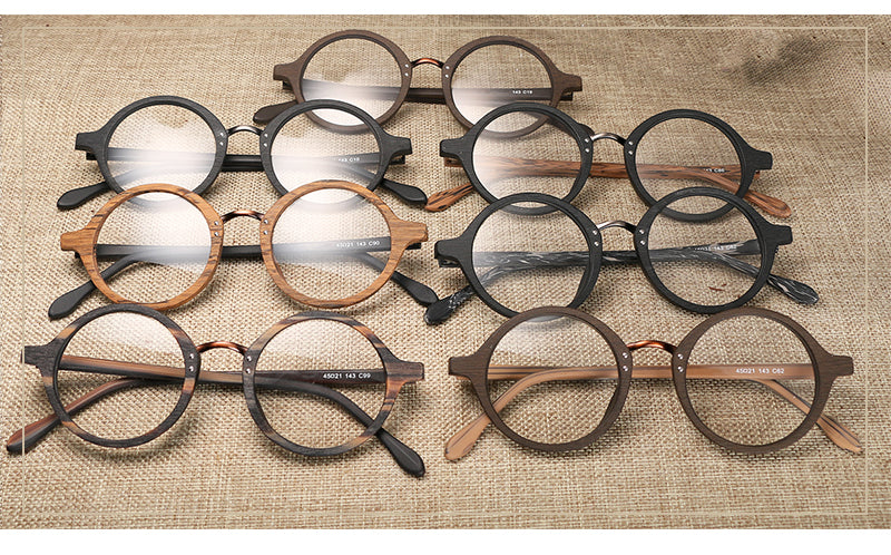 Hdcrafter Unisex Full Rim Round Wood Frame Eyeglasses Lhb028 Full Rim Hdcrafter Eyeglasses   