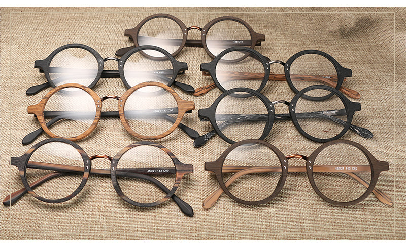 Hdcrafter Round Wood Frame Eyeglasses Fuzweb