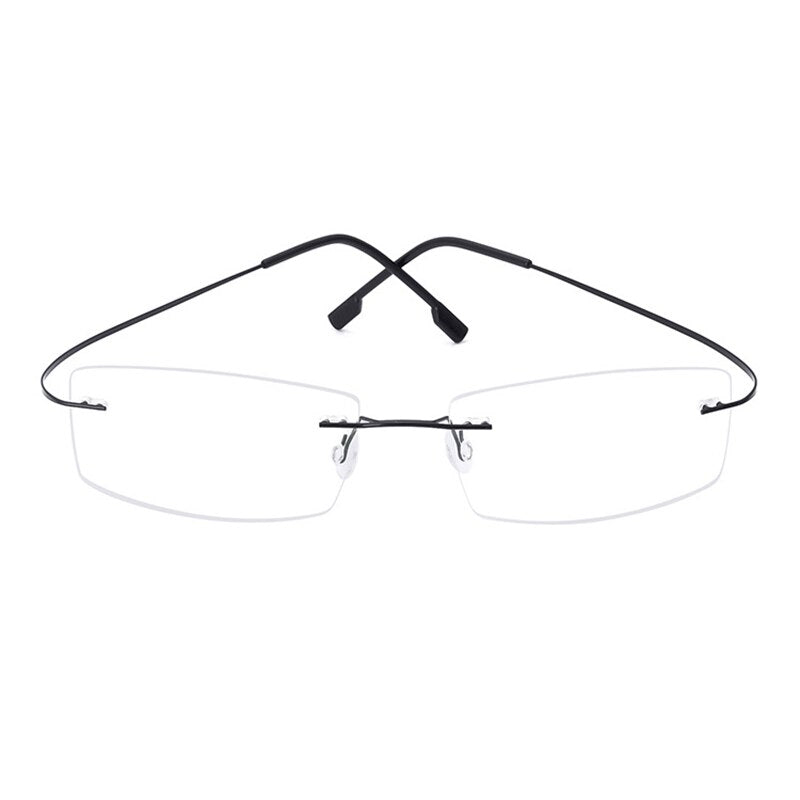 Handoer Unisex Rimless Customized Shaped Lenses Titanium Eyeglasses J0860 Rimless Handoer Black  