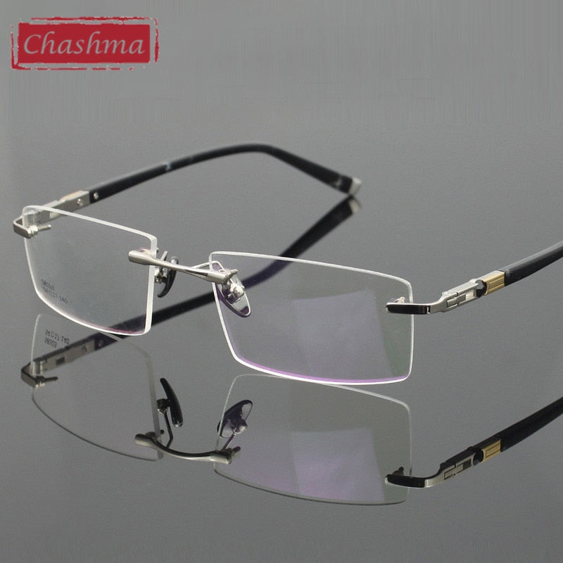Chashma Ottica Men's Rimless Rectangle Titanium Alloy Eyeglasses 58103 Rimless Chashma Ottica   