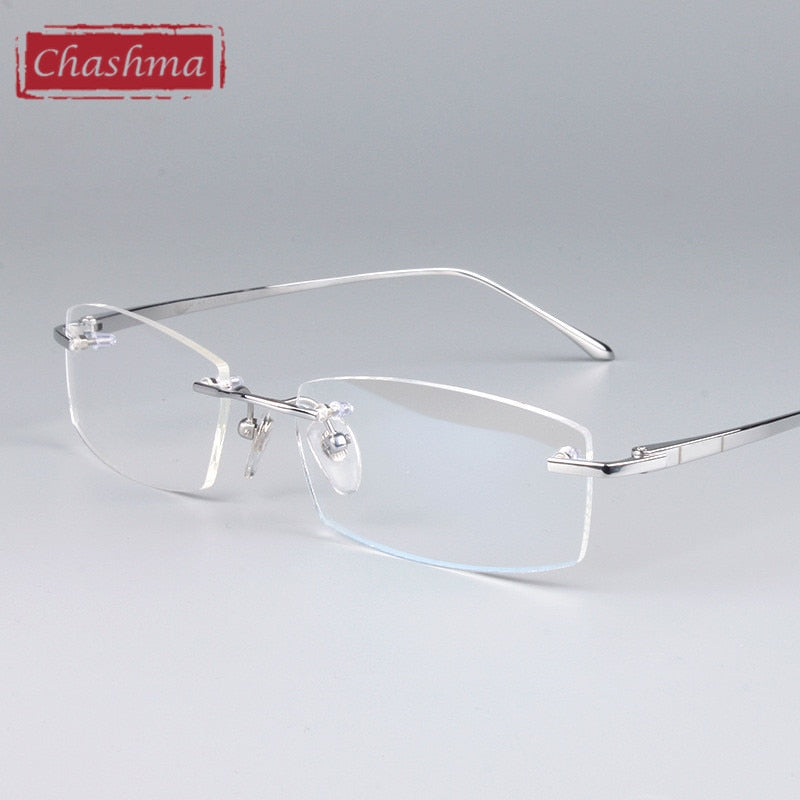Chashma Ottica Unisex Rimless Rectangle Titanium Eyeglasses 75019 Rimless Chashma Ottica   