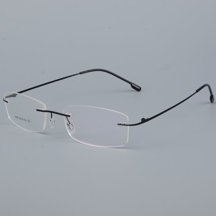 Bclear Men's Eyeglasses Titanium Alloy Rimless Ultralight Sj808 Rimless Bclear Black  