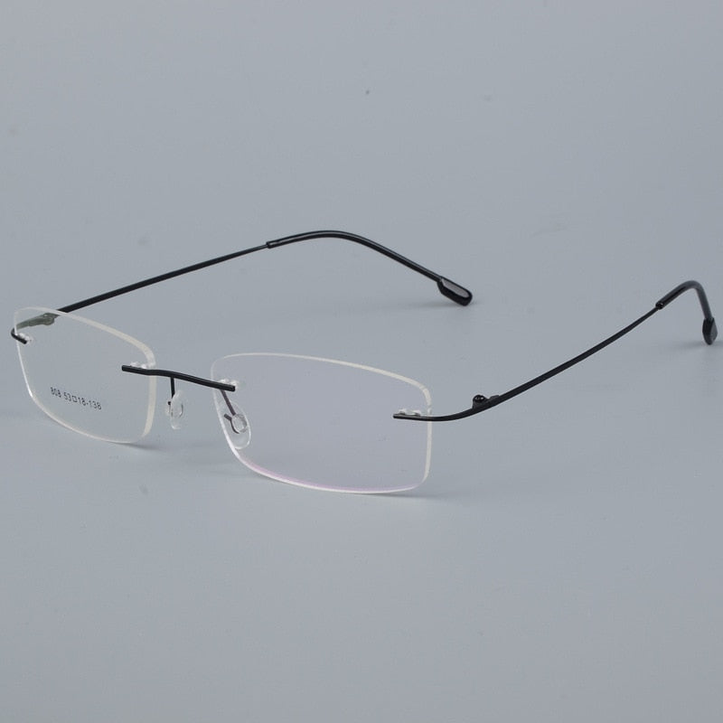 Men's Titanium Alloy Rimless Frame Eyeglasses SJ808 Rimless Bclear black  