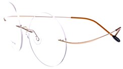 Chashma Ottica Unisex Rimless Round Titanium Eyeglasses 9613 Rimless Chashma Ottica Gold  