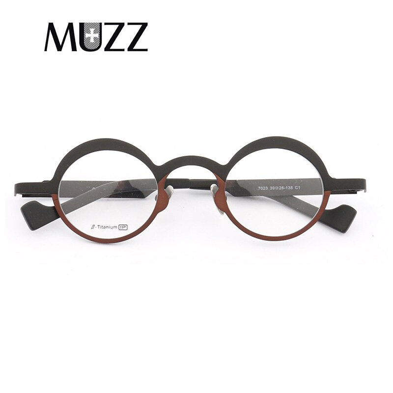 Muzz Unisex Full Rim Round Titanium Frame Eyeglasses T7023 Full Rim Muzz C1  