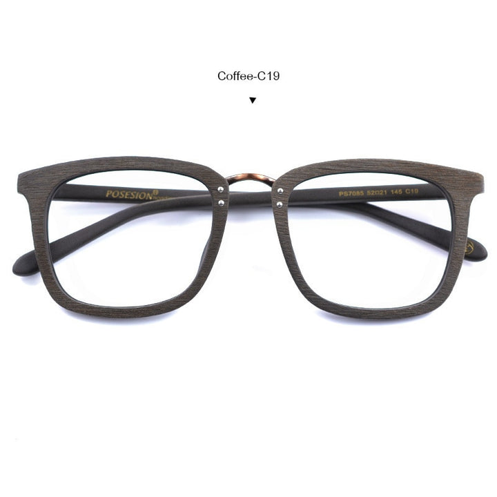 Men's Eyeglasses Wood Glasses Frames Square Ps7085 Frame Hdcrafter Eyeglasses coffee  