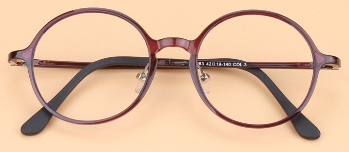Unisex Eyeglasses Korean Tungsten Round 2063 Frame Brightzone Purple  
