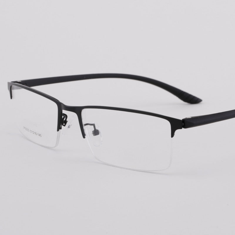 Men's Half Rim Titanium Frame Eyeglasses 9035 Semi Rim Bclear black  