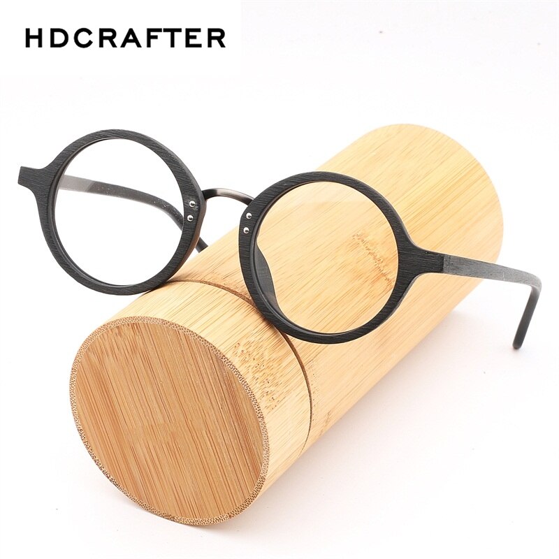 Hdcrafter Round Wood Frame Eyeglasses Fuzweb