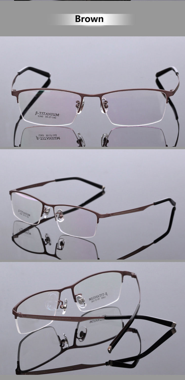 Men's Titanium Frame Half Rim Eyeglasses L063 Semi Rim Bclear   