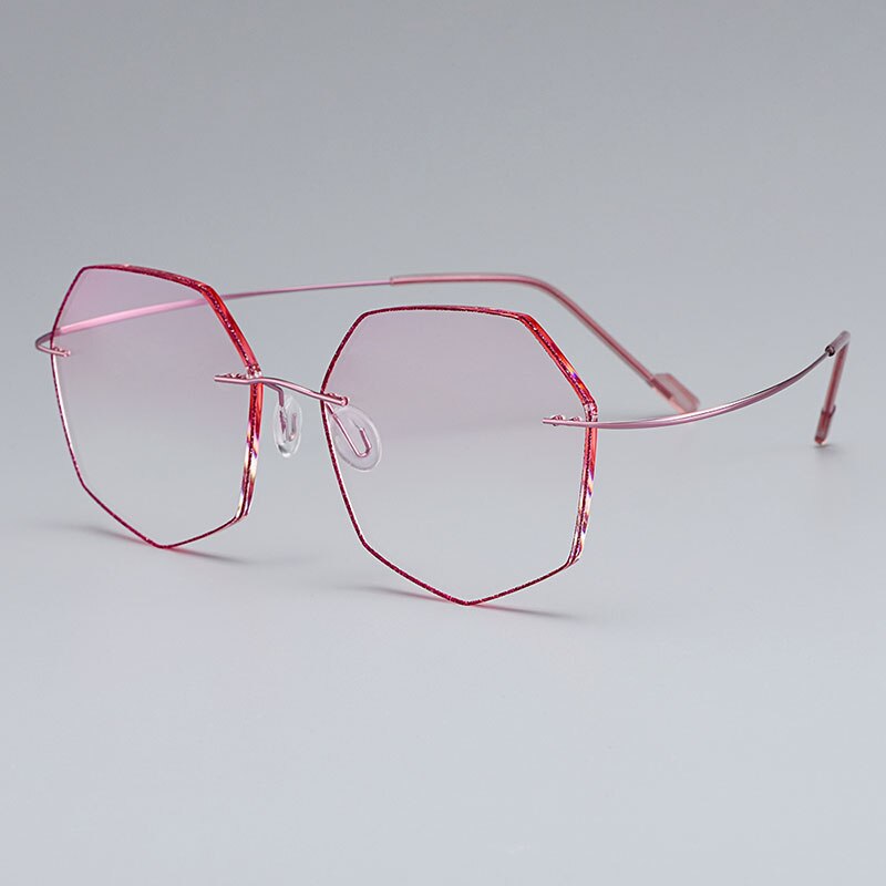 Women's Eyeglasses Ultra-light Titanium Alloy Rimless Gradient Pink T80892 Rimless Gmei Optical Default Title  