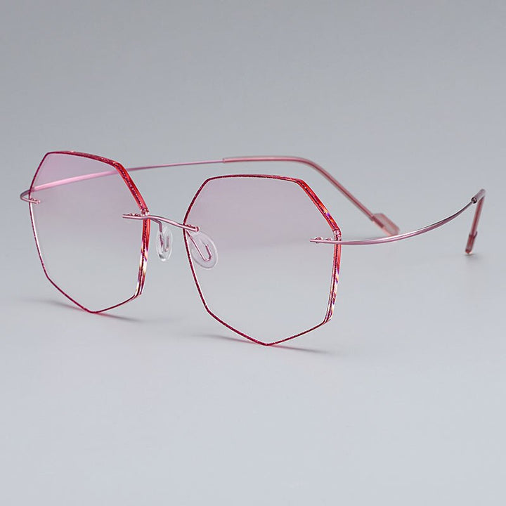 Women's Eyeglasses Ultra-light Titanium Alloy Rimless Gradient Pink T80892 Rimless Gmei Optical Default Title  