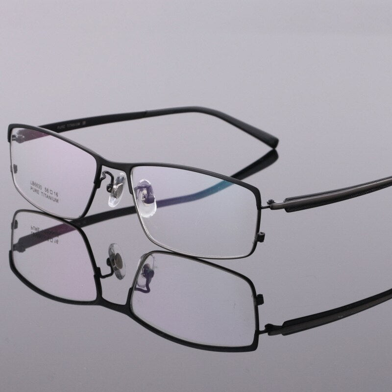 Men's Full Rim Titanium Eyeglasses Square Frame Lb6630 Full Rim Bclear   