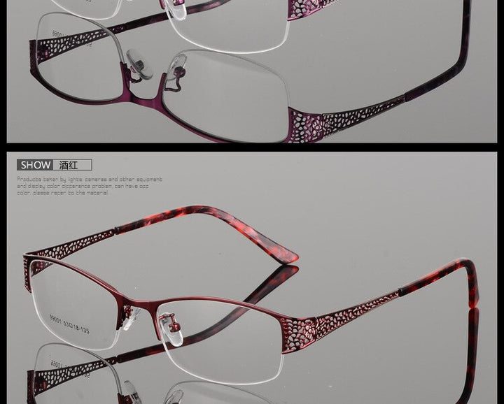 Women's Semi Rim Alloy Frame Eyeglasses 99001 Semi Rim Bclear   