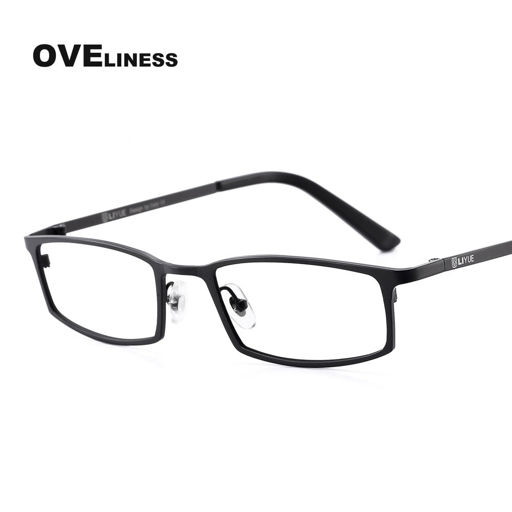 Oveliness Men's Full Rim Square Titanium Eyeglasses Lt8016 Full Rim Oveliness BLACK  