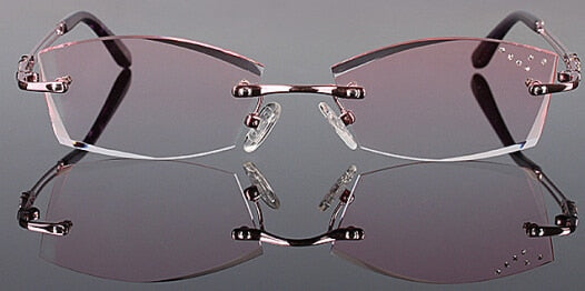 Chashma Ottica Women's Rimless Irregular Square Titanium Eyeglasses Tinted Lenses 1005 Rimless Chashma Ottica Pink  