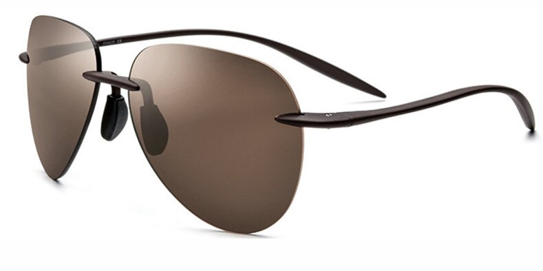 Men's Sunglasses Rimless Resin Titanium Th0032 Sunglasses Brightzone Brown  
