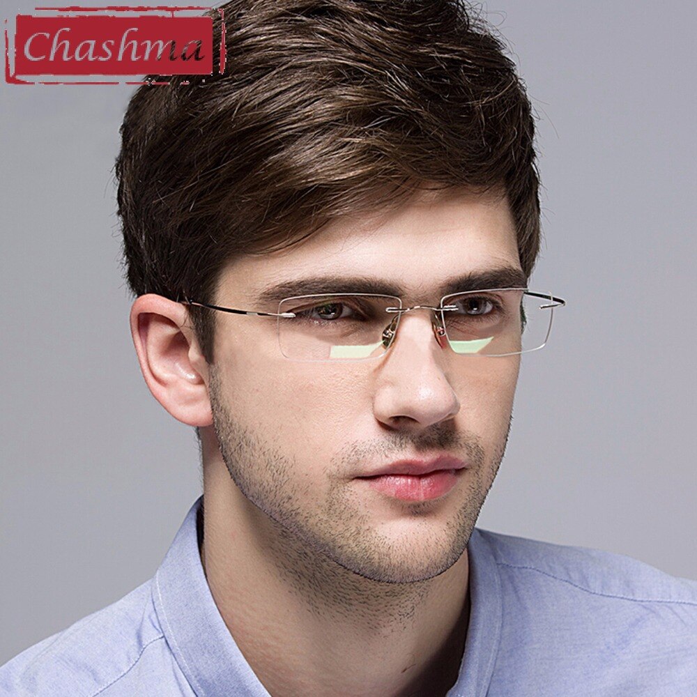 Men's Eyeglasses Rimless Titanium Alloy 772 Rimless Chashma   