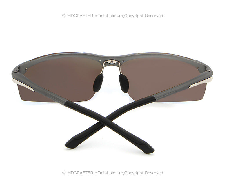 Hdcrafter Men's Semi Rim Rectangle Aluminum Magnesium Frame Polarized Sunglasses L004 Sunglasses HdCrafter Sunglasses   