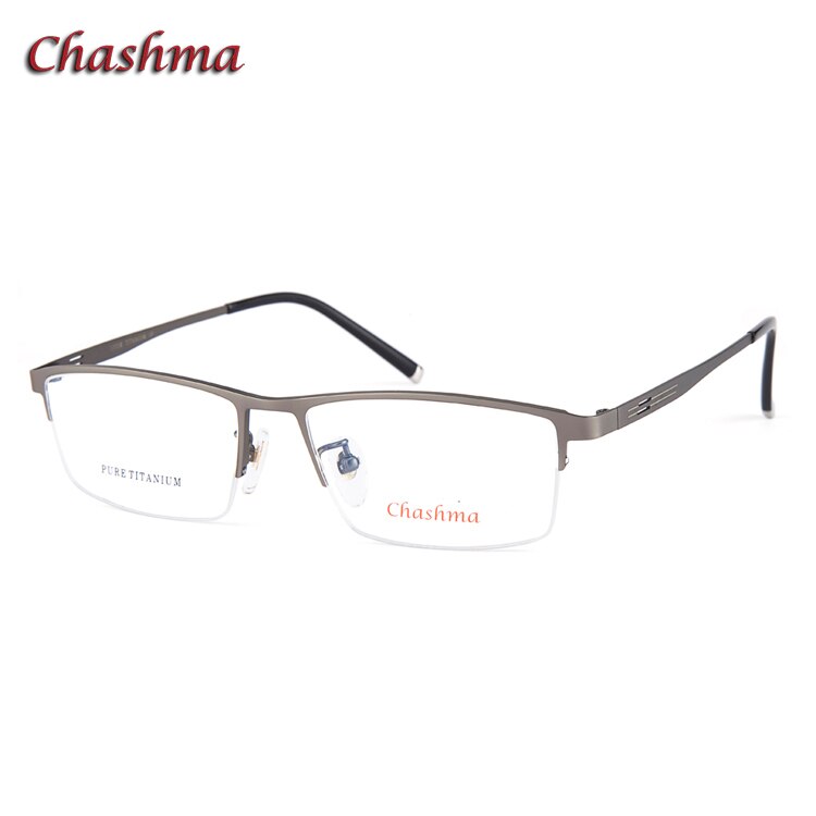 Chashma Ochki Men's Semi Rim Square Titanium Plated Eyeglasses 9912 Semi Rim Chashma Ochki Gray  