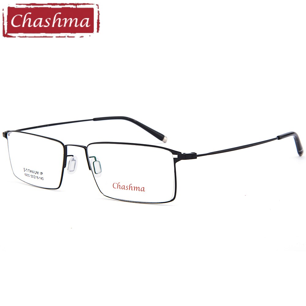 Chashma Ottica Men's Full Rim Square Titanium Eyeglasses 6900 Full Rim Chashma Ottica Black  