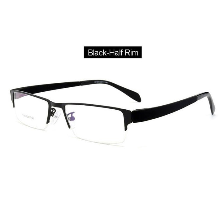 Hotochki Men's Full Rim IP Electroplated Alloy Frame Eyeglasses 1711 Full Rim Hotochki Black Half-Rim  