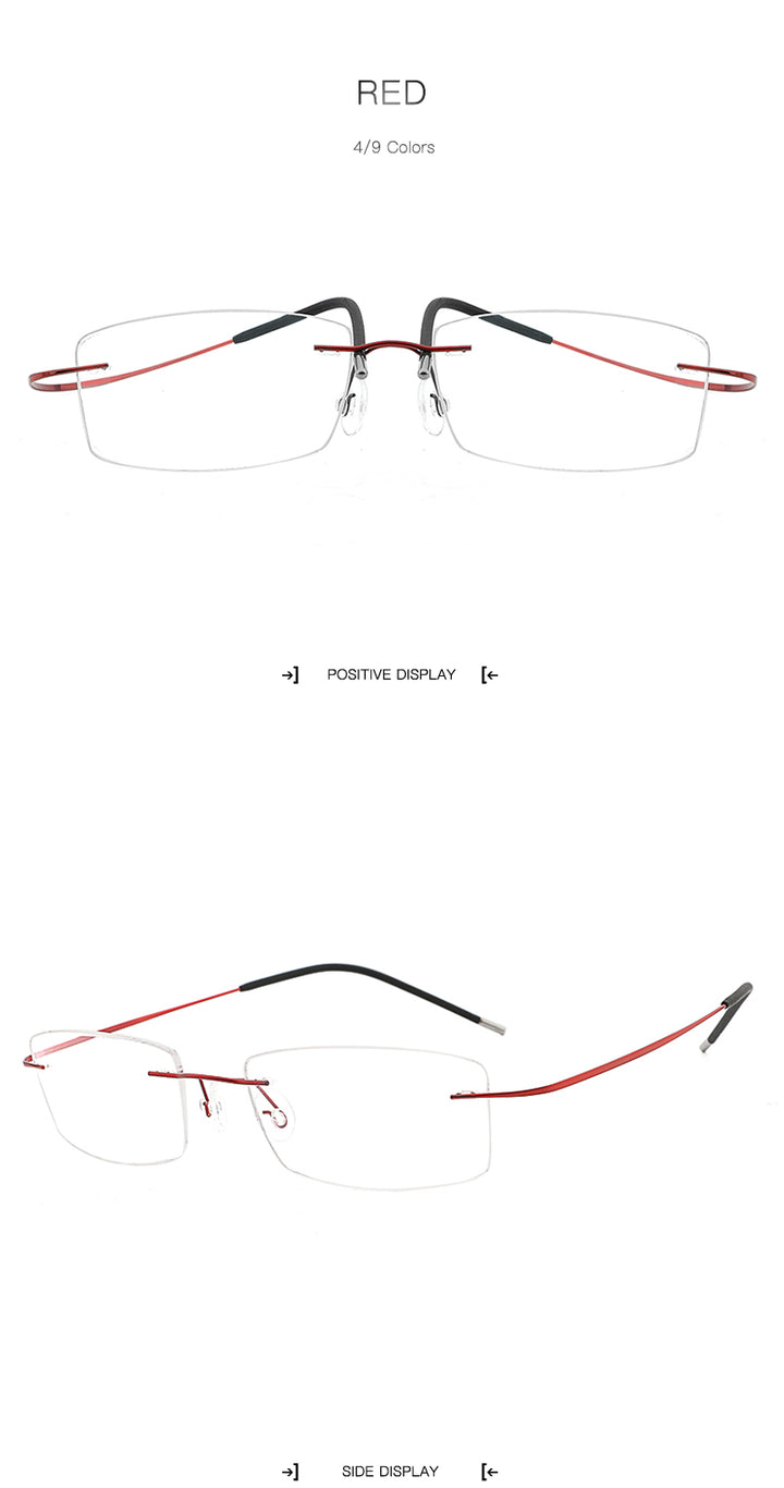 Hdcrafter Rimless Rectangle Titanium Frame Eyeglasses Unisex Rimless Hdcrafter Eyeglasses   