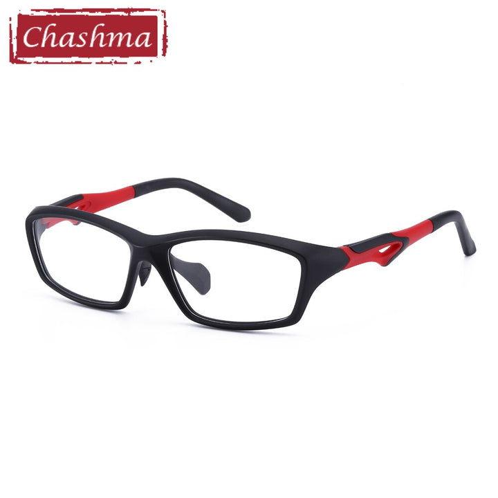 Men's Eyeglasses Plastic Titanium 9233 TR90 Frame Chashma Matte Black-Red  