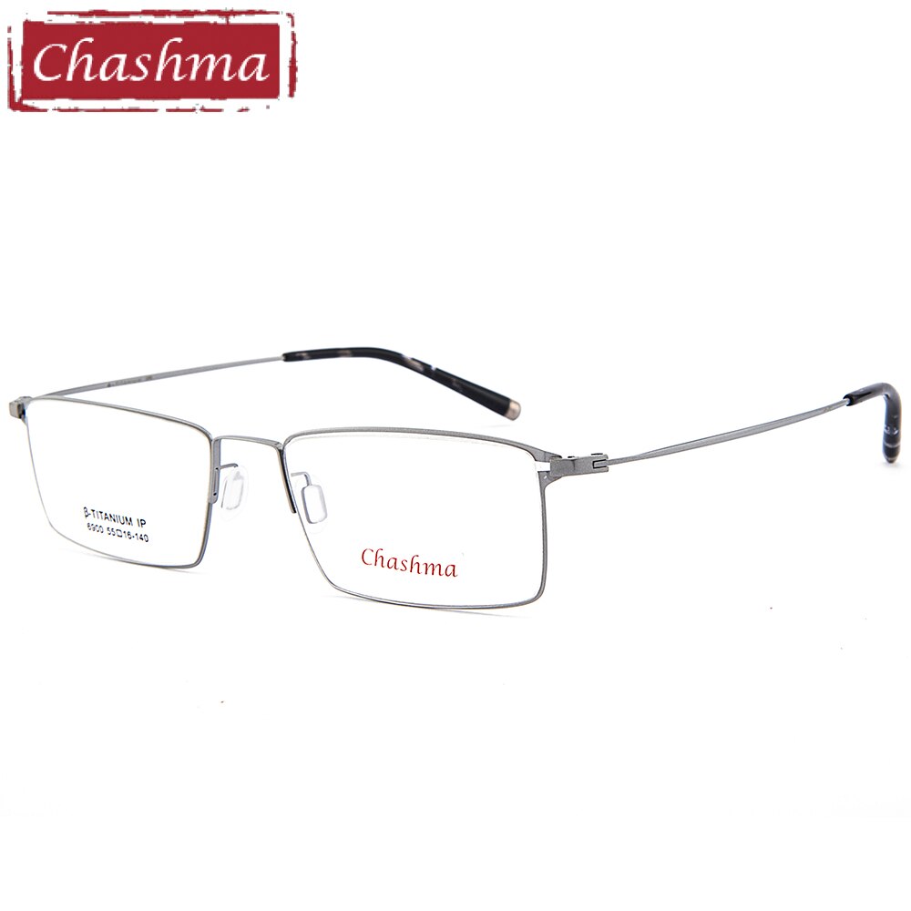 Chashma Ottica Men's Full Rim Square Titanium Eyeglasses 6900 Full Rim Chashma Ottica Silver  
