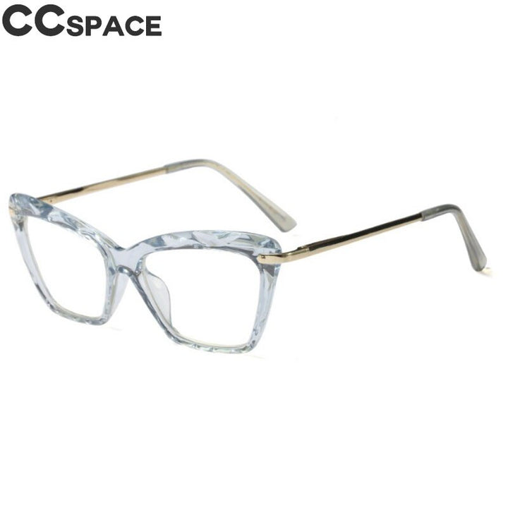 CCSpace Women's Full Rim Rectangle Cat Eye Resin Alloy Frame Eyeglasses 45591 Full Rim CCspace C2 Blue  