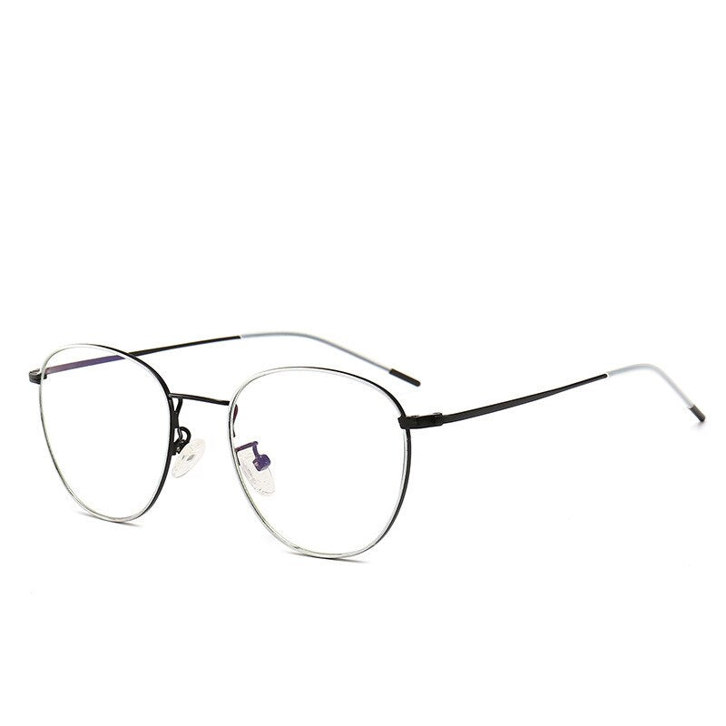 Unisex Eyeglasses Anti Blue Light Alloy 12046 Anti Blue Brightzone Black Box White Lace  