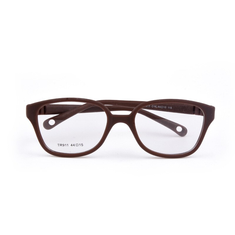 Unisex Children's Plastic Titanium Round Frame Eyeglasses Tr911 Frame Brightzone C16 Brown  