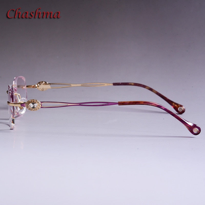 Chashma Ochki Women's Rimless Square Alloy Eyeglasses Gradient Tinted Demo Lenses 8101 Rimless Chashma Ochki   