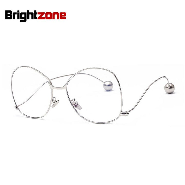 Women's Eyeglasses Round Metal Frame Alloy 1069 Frame Brightzone Silvery white  