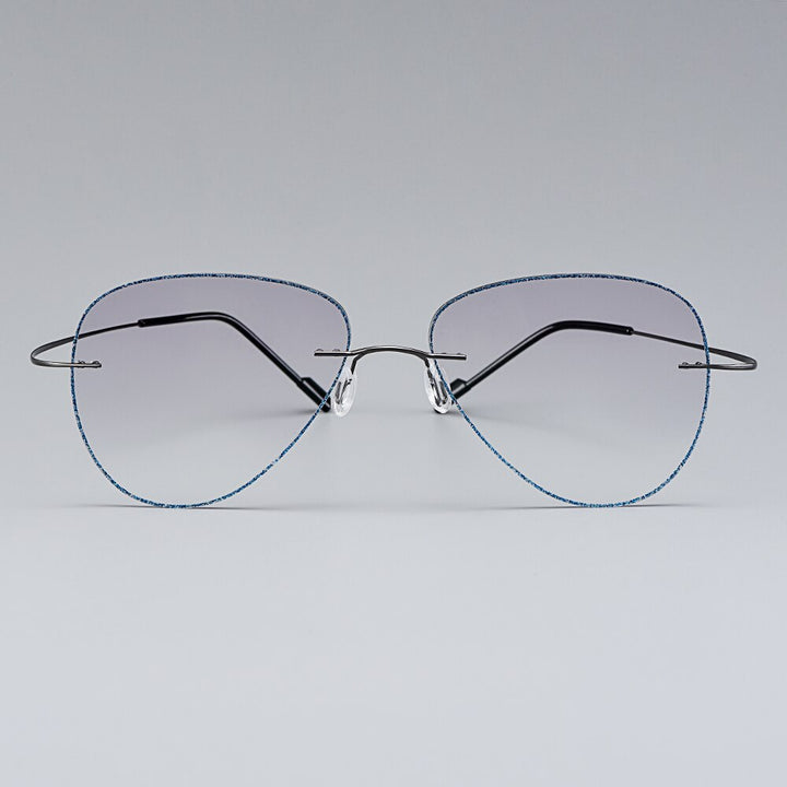 Men's Eyeglasses Rimless Titanium Alloy Gradient Grey T80893 Rimless Gmei Optical   