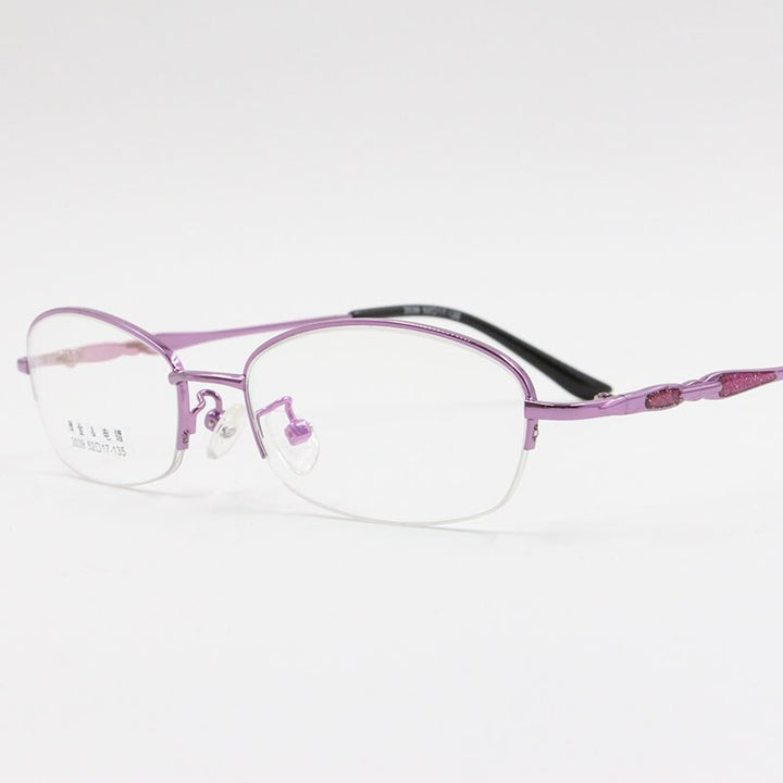Women's Alloy Frame Semi Rim Eyeglasses 2039 Semi Rim Bclear Purple  