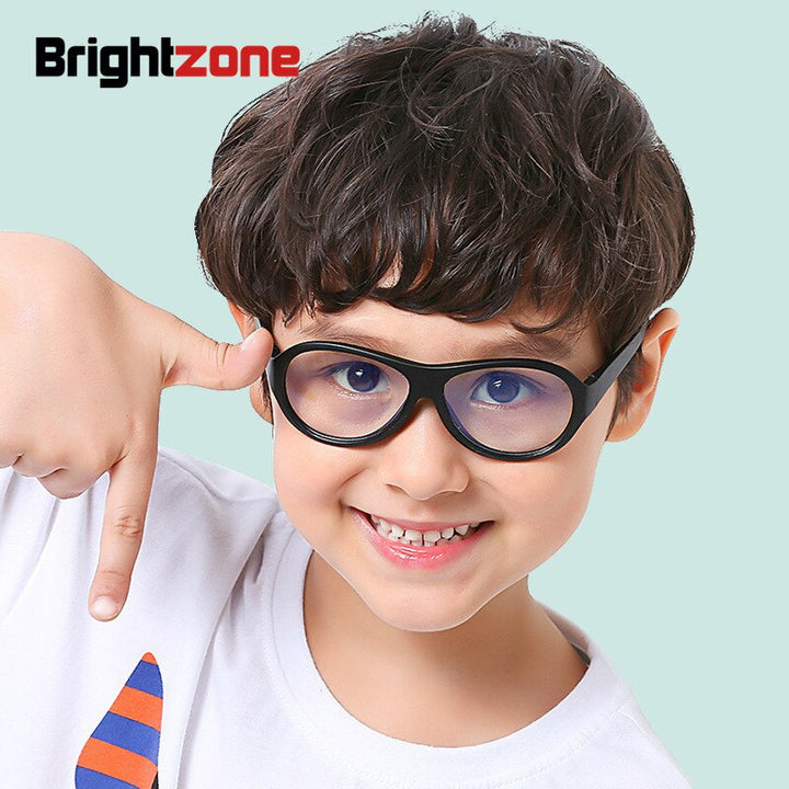 Unisex Children's Round Anti Blue Light Eyeglasses Silica Gel Frame Anti Blue Brightzone   