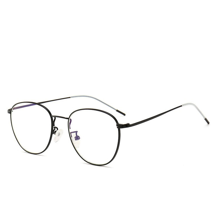 Unisex Eyeglasses Anti Blue Light Alloy 12046 Anti Blue Brightzone Black Frame  