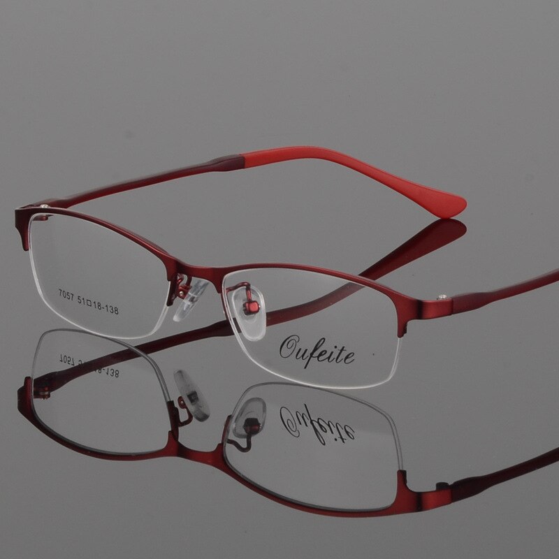 Women's Eyeglasses Alloy Frame Half Rim Tr Legs Mod 7057 Semi Rim Bclear Red  