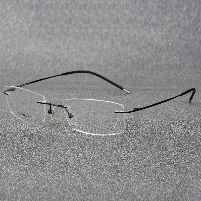Hotochki Rimless Titanium Alloy Frame Flexible Temple Eyeglasses Rimless Hotochki black  