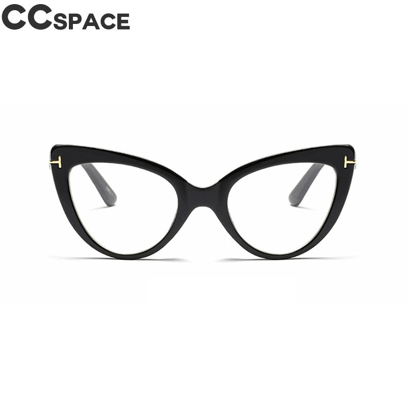 CCSpace Women's Full Rim Cat Eye Acetate Frame Eyeglasses 45131 Full Rim CCspace C8 black clear  