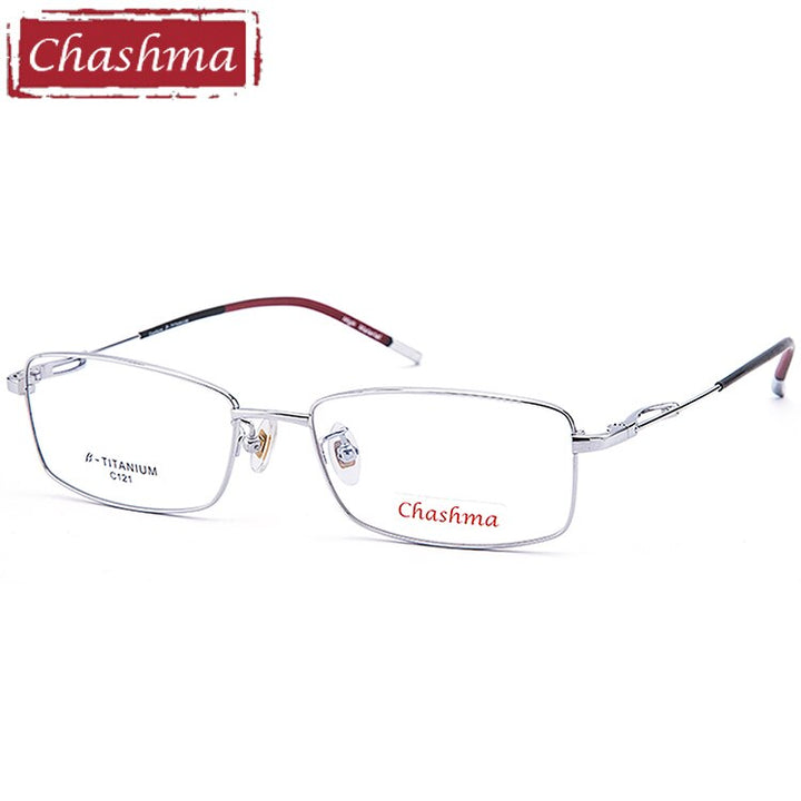 Chashma Ottica Men's Full Rim Square Titanium Eyeglasses 121 Full Rim Chashma Ottica Silver  