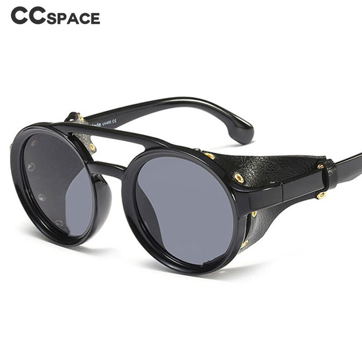CCSpace Men's Full Rim Round Resin Double Bridge Frame Sunglasses 45746 Sunglasses CCspace Sunglasses   